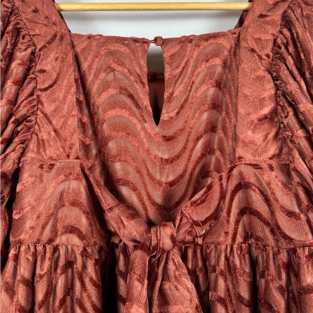 Moon River Velvet Burnout Mini Dress Milkmaid NWT Whimsigoth Ren Faire Women Lg - Picture 7 of 13